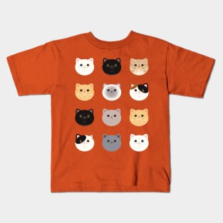 Pack of Cute Cat Faces Kids T-Shirt